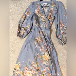 Zimmermann Tallow wrap Floral Midi Dress